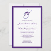 Paarse uitnodiging tot monogram (Voorkant)