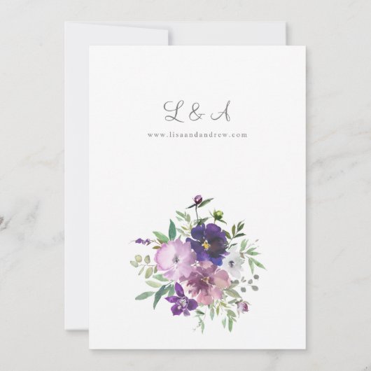 Paarse uitnodiging tot uitzending van bruiloften (Achterkant)