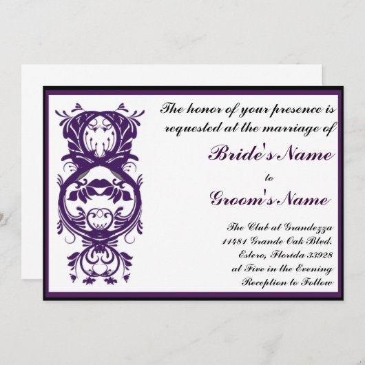 Paarse uitnodiging tot weduwschap (Voorkant / Achterkant)