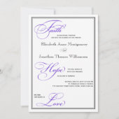 Paarse uitnodiging tot weduwschap met de Faith Hop (Voorkant)