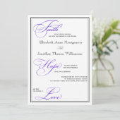 Paarse uitnodiging tot weduwschap met de Faith Hop (Staand voorkant)