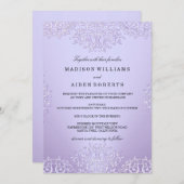 Paarse  uitnodiging tot weduwschap over Damask (Voorkant / Achterkant)