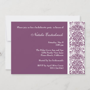 Paarse uitnodiging van Damask Bachelorette