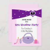 Paarse uitnodiging van de Birthday Partij van de R (Voorkant / Achterkant)