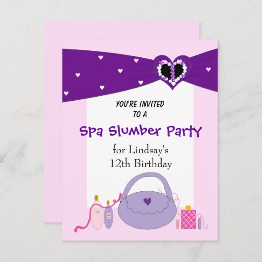 Paarse uitnodiging van de Birthday Partij van de R (Voorkant / Achterkant)