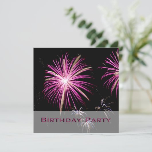 Paarse uitnodiging van het Vuurvuurwerk (Staand voorkant)