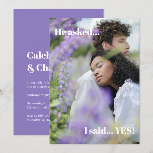 Paarse uitnodiging voor een fotowedstrijd (Voorkant / Achterkant)