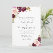 paarse uitnodiging voor een trouwe bruiloft (Staand voorkant)