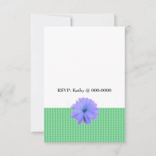 Paarse uitnodiging voor Floral en Diamond Birthday (Achterkant)