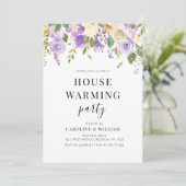 paarse uitnodiging voor het opwarmen van het huish (Staand voorkant)