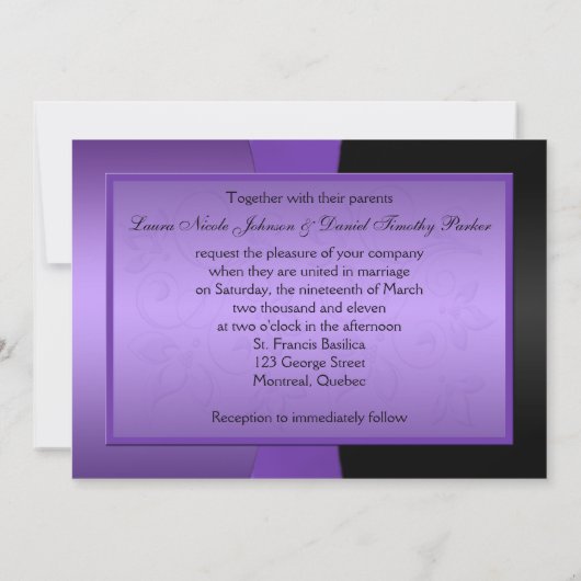 Paarse uitnodiging voor het uitzenden van een conc (Achterkant)