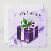 Paarse uitnodiging voor kerstcadeautjes (Voorkant)