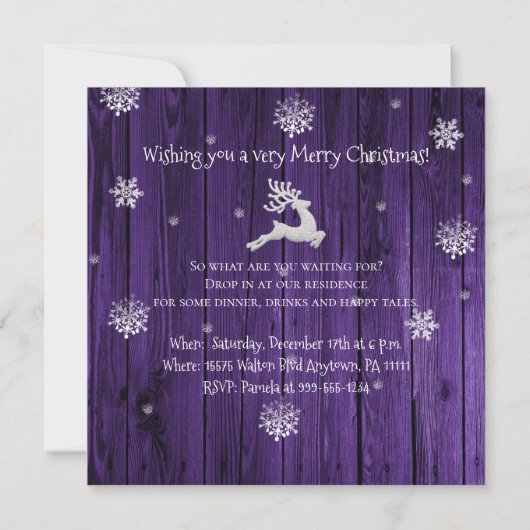 Paarse uitnodiging voor kerstreïndustrie (Achterkant)