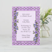 Paarse uitnodiging voor Pansies (Staand voorkant)