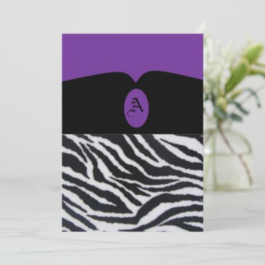 Paarse uitnodiging/Zebra Kaart (Staand voorkant)