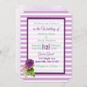 Paarse uitnodigingen tot bruiloft in petunias (Voorkant / Achterkant)