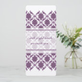  Paarse uitnodigingen tot weduwschap over Damask (Staand voorkant)