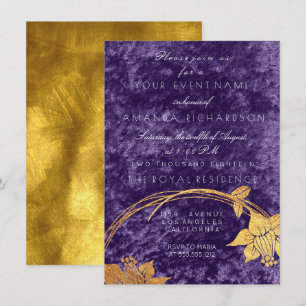 Paarse ultra Violet Gold Floral met klettenkruimel Kaart