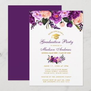 Paarse Ultra Violet Graduation Party nodigt PFB ui Kaart