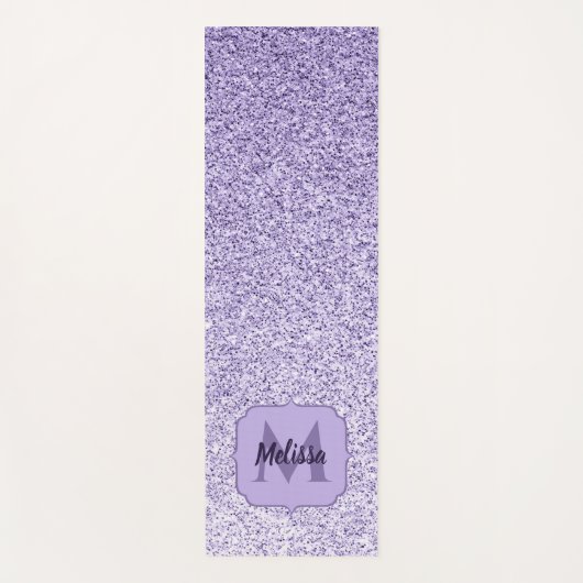 Paarse Ultra violet lichtglitter monogram Yogamat (Voorkant)