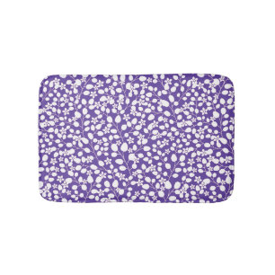 Paarse Ultra Violet Witte Bloemen Bloemtakken Badmat