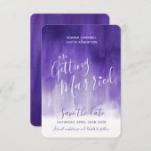 Paarse ultraviolette moderne kunst met de prentbri save the date (Voorkant / Achterkant)