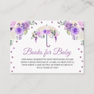 Paarse Umbrella-boeken voor Baby-afsluitkaart Informatiekaartje