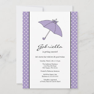 Paarse Umbrella Bridal Shower Kaart