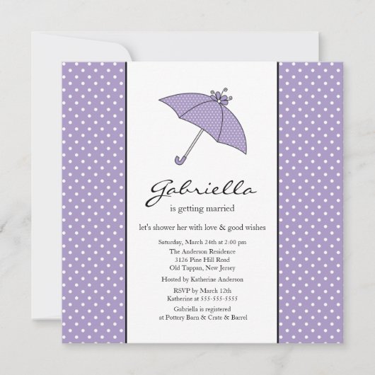 Paarse Umbrella Bridal Shower Kaart (Voorkant)