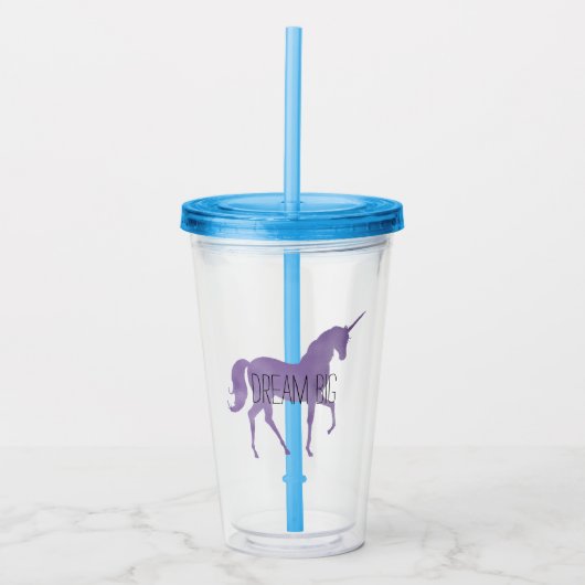 Paarse Unicorn Acryl Drinkbeker (Voorkant)