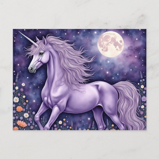 Paarse Unicorn Briefkaart (Voorkant)
