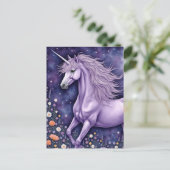 Paarse Unicorn Briefkaart (Staand voorkant)
