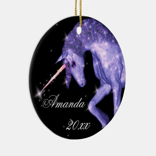 Paarse Unicorn Fantasy Keramisch Ornament (Rechts)