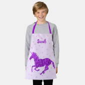 Paarse Unicorn Girls Kitchen Schort (Gedragen)