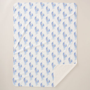 Paarse Unicorn Gold Glitter Heart Sherpa Deken