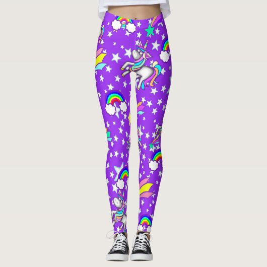 Paarse Unicorn-Leggings Leggings (Voorkant)