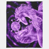 Paarse Unicorn Lovers Satin Plush Fleece Deken (Voorkant)