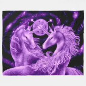 Paarse Unicorn Lovers Satin Plush Fleece Deken (Voorkant (Horizontaal))