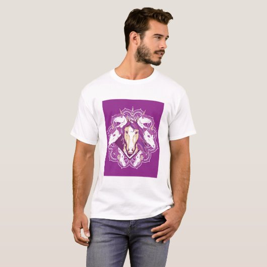 Paarse Unicorn Mandala T-shirt (Voorkant volledig)