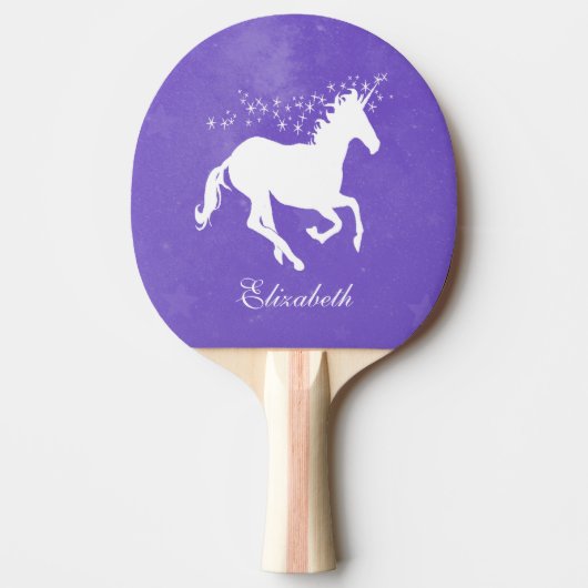 Paarse Unicorn Personalized Ping Pong Paddle Tafeltennisbatje (Voorkant)