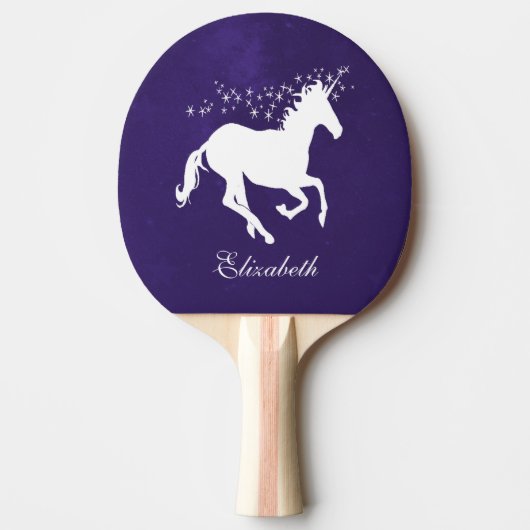 Paarse Unicorn Personalized Ping Pong Paddle Tafeltennisbatje (Voorkant)