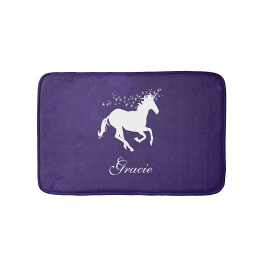 Paarse Unicorn Persoonlijke Bath Mat (Voorkant)