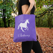 Paarse Unicorn Persoonlijke Canvas tas