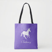 Paarse Unicorn Persoonlijke Canvas tas (Voorkant)