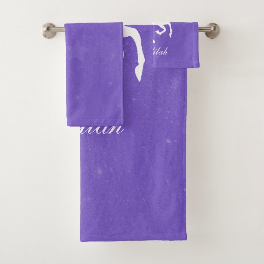 Paarse Unicorn persoonlijke dodenset Bad Handdoek (Insitu)