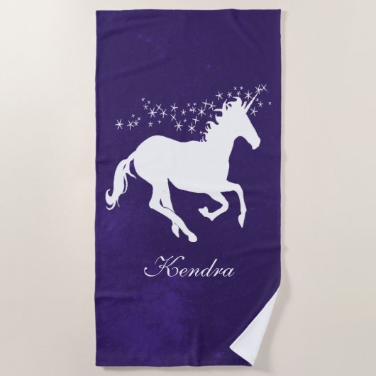 Paarse Unicorn Persoonlijke Handdoek (Voorkant)