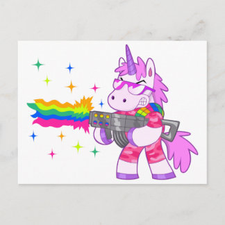 Paarse Unicorn - Pistool Briefkaart