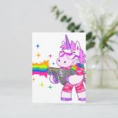 Paarse Unicorn - Pistool Briefkaart (Staand voorkant)