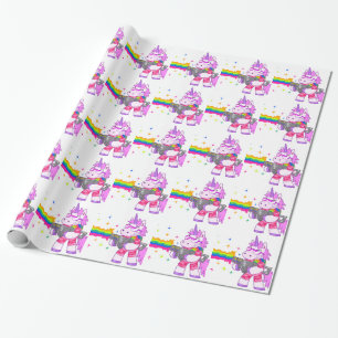 Paarse Unicorn - Pistool Cadeaupapier