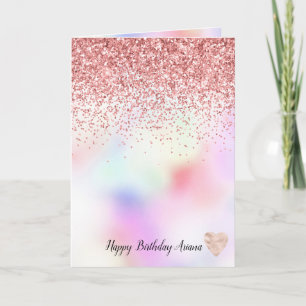 Paarse unicorn regenboogroze glitter Sparkle Kaart